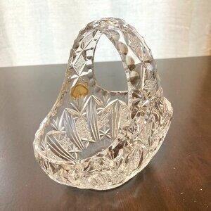 Vtg Lausitizer Glas 24% Lead Crystal German Hand-Cut Trinket Candy Coin Basket